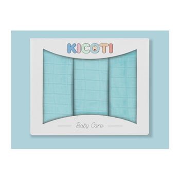 Set 3 feșe din fibre de bambus kicoti, 75 x 75 cm, albastru