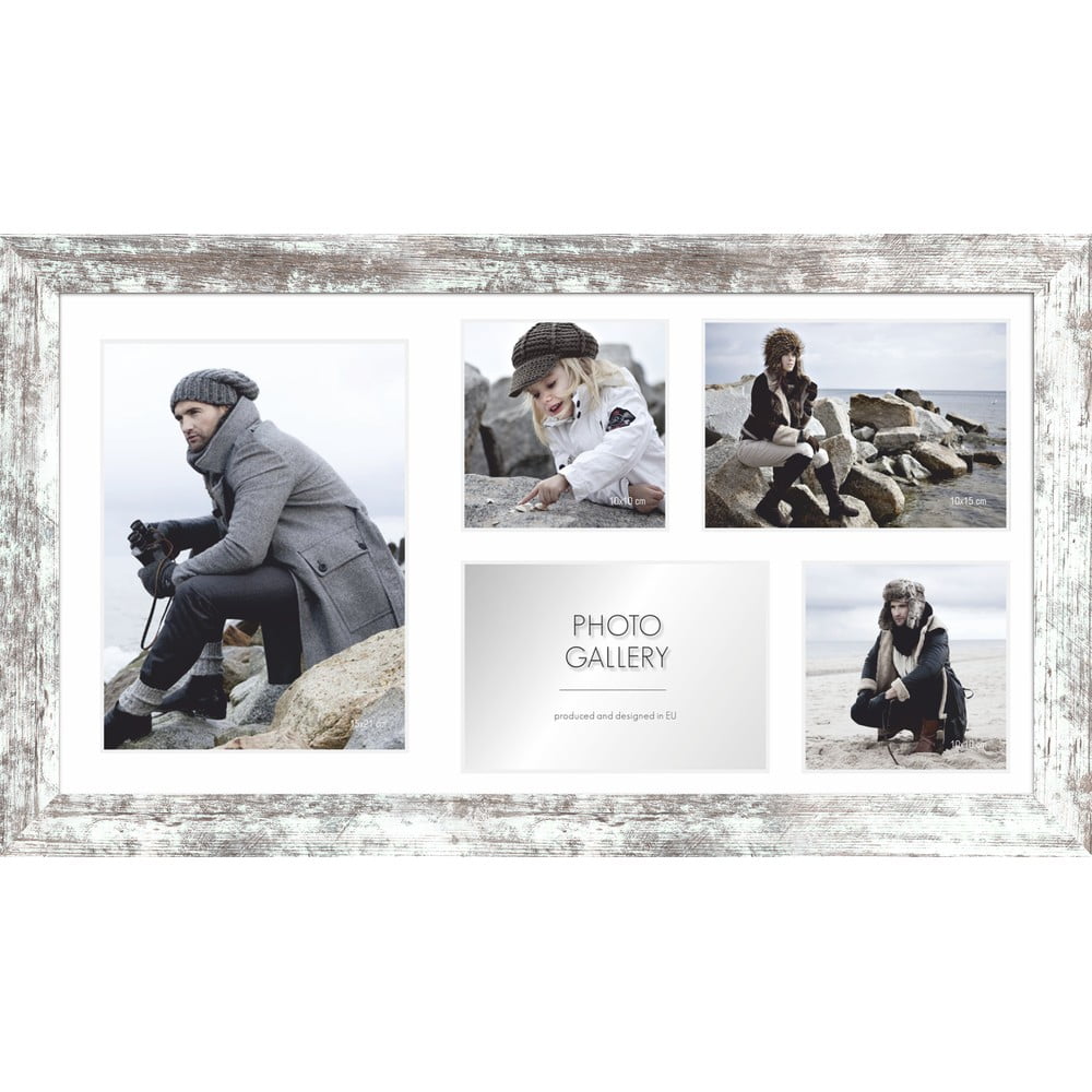 Šedo-bílý rámeček na 5 fotografií Styler Narvik, 51 x 27 cm