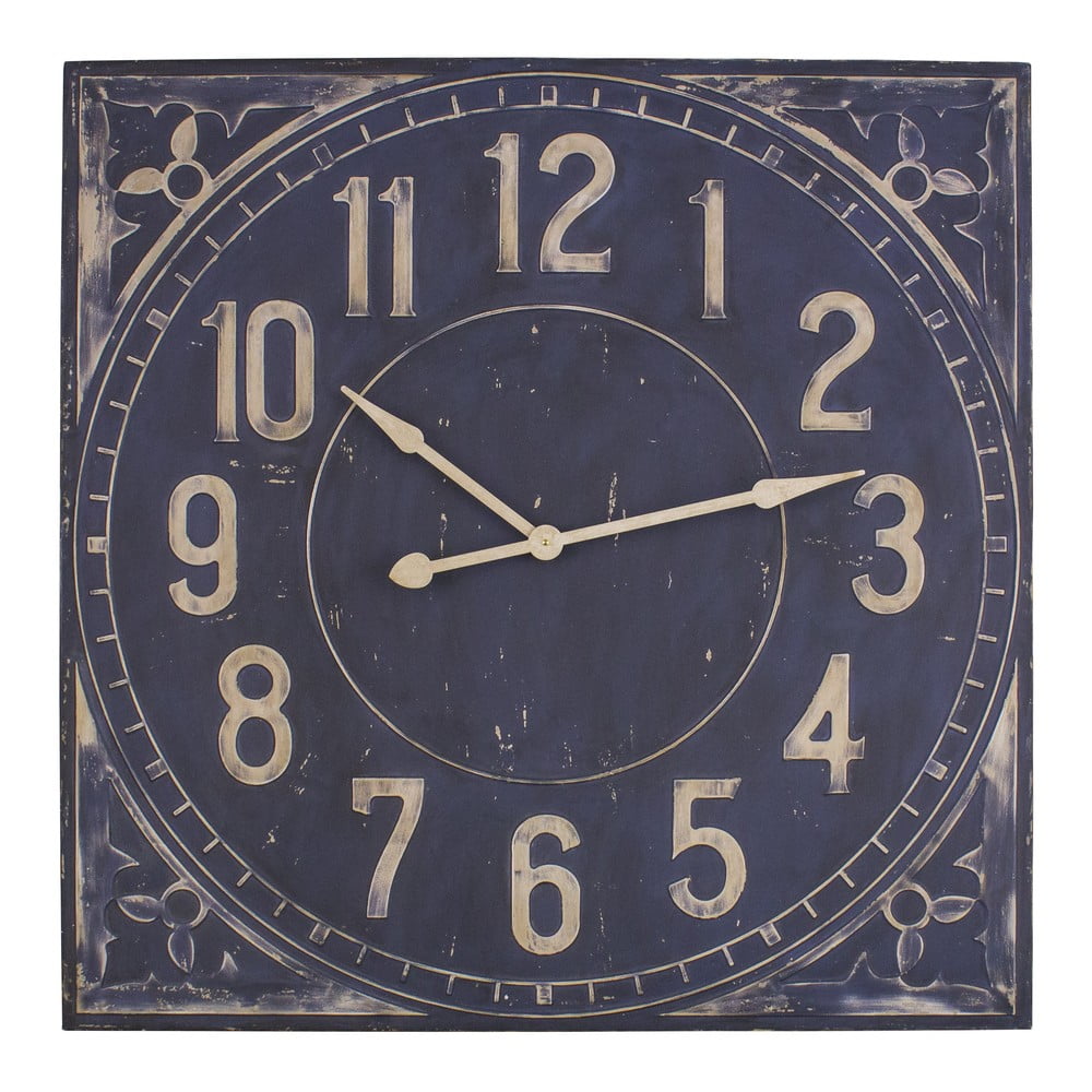 Modré nástěnné hodiny Antic Line Industrielle 99 x 99 cm