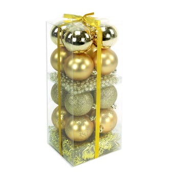 Set 16 decorațiuni de crăciun și ghirlandă unimasa brightness, auriu