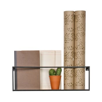 Raft de perete woood meert, 50 cm, negru