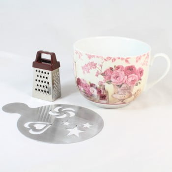 Cană din ceramică cu răzătoare și suport dakls pinky, 420 ml