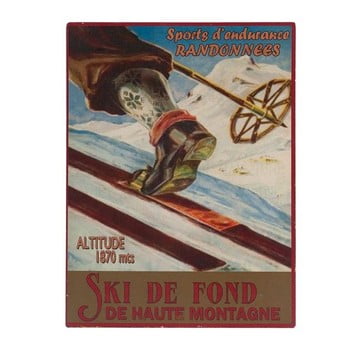 Tablou antic line ski de font, 25 x 33 cm