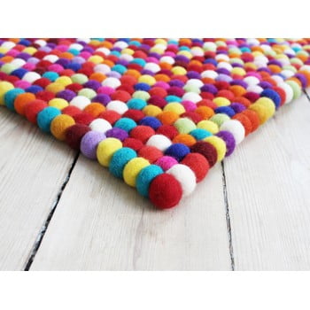 Covor cu bile din lână Wooldot Ball Rugs, 100 x 150 cm, roșu închis