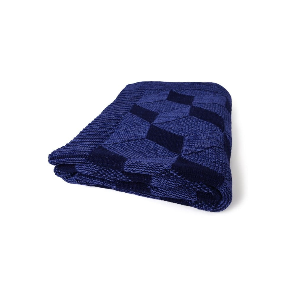 Tmavě modrá bavlněná deka Homemania Decor Clen, 130 x 170 cm