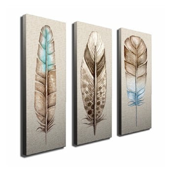 Tablou din 3 piese pe pânză feathers