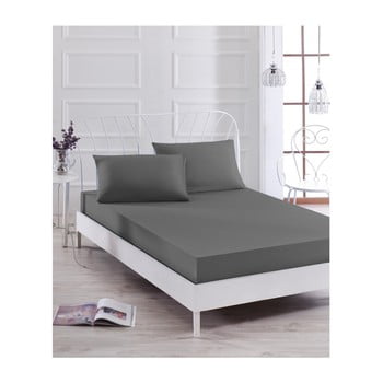 Set cearșaf elastic și față de pernă basso gris, 100 x 200 cm