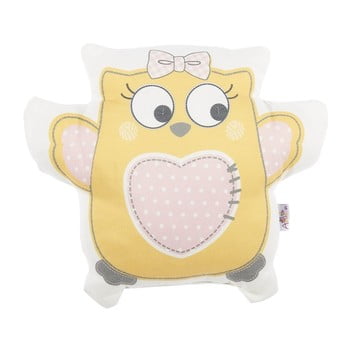 Pernă din amestec de bumbac pentru copii apolena pillow toy owl, 32 x 26 cm, galben