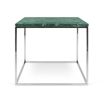 Măsuță temahome gleam din marmură, cu picioare cromate, 50 cm, verde