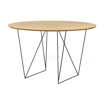 Masă cu picioare metalice negre temahome row, decor stejar, Ø120 cm