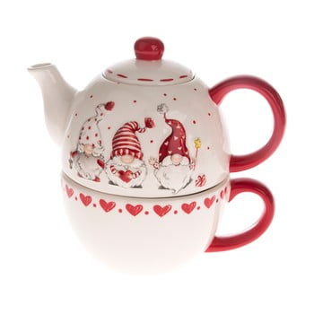 Ceainic din ceramică Dakls, roșu - alb, pitic imagine
