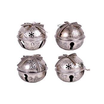 Set 4 decorațiuni de agățat - clopoței ego dekor, argintiu