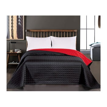 Cuvertură reversibilă din microfibră decoking salice black cherry, 170 x 270 cm, negru - roșu