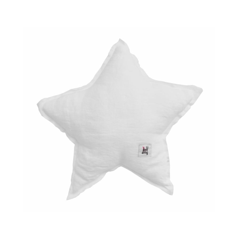 Bílý dětský lněný polštář ve tvaru hvězdy BELLAMY Snow White