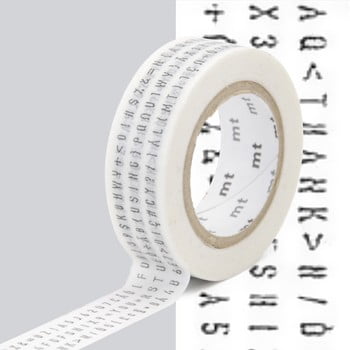 Bandă washi MT Masking Tape Lettres, negru - alb