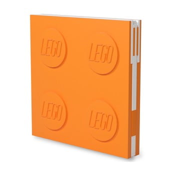 Jurnal pătrat cu pix cu gel lego®, 15,9 x 15,9 x 2,3 cm, portocaliu