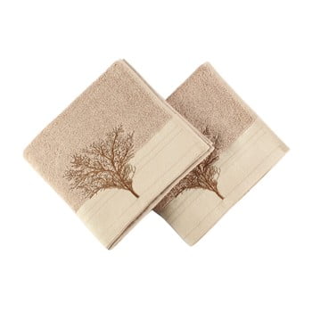 Set 2 prosoape din bumbac infinity, 50 x 90 cm, maro deschis