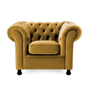 Fotoliu vivonita chesterfield, muștar 