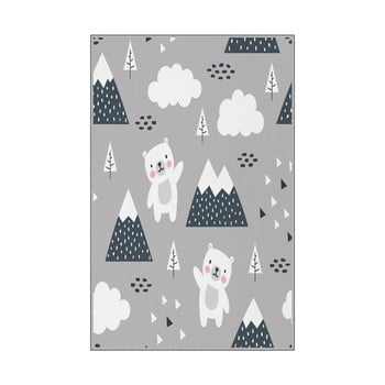 Covor antiderapant pentru copii homefesto bears, 80 x 120 cm, gri