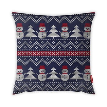 Față de pernă Vitaus Christmas Period Blue Snowmen Pattern, 43 x 43 cm