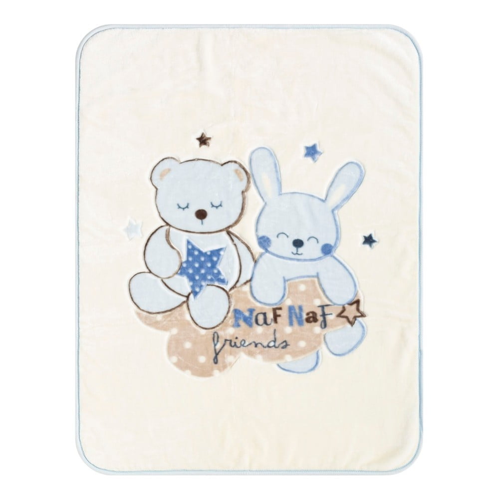 Dětská deka s modrými detaily Naf Naf Friends, 110 x 140 cm