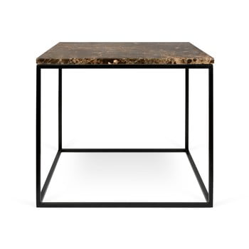 Măsuță temahome gleam din marmură cu picioare negre, 50 cm, maro