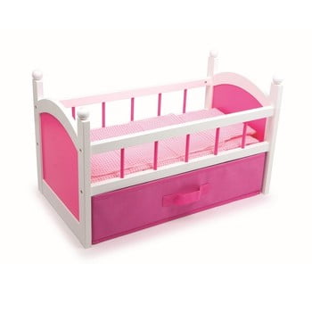 Pătuț din lemn pentru păpușă legler pink