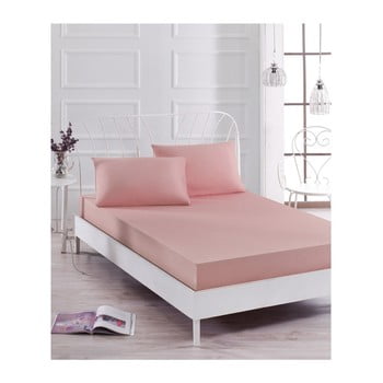Set cearșaf elastic și 2 fețe pernă soft rose, 160 x 200 cm, roz deschis