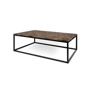 Masă de cafea cu blat din marmură și picioare negre temahome prairie, 75 x 32 cm, maro