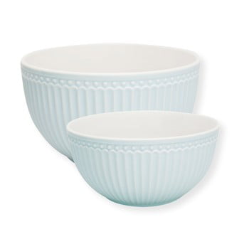Set 2 boluri servire din gresie ceramică green gate alice, ø 21 cm, albastru deschis