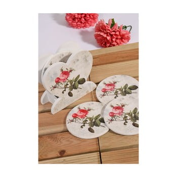 Set 6 suport din bambus pentru pahar Kosova Rose, 12 cm