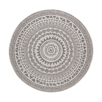 Covor pentru exterior bougari coron, ø 140 cm, gri-crem
