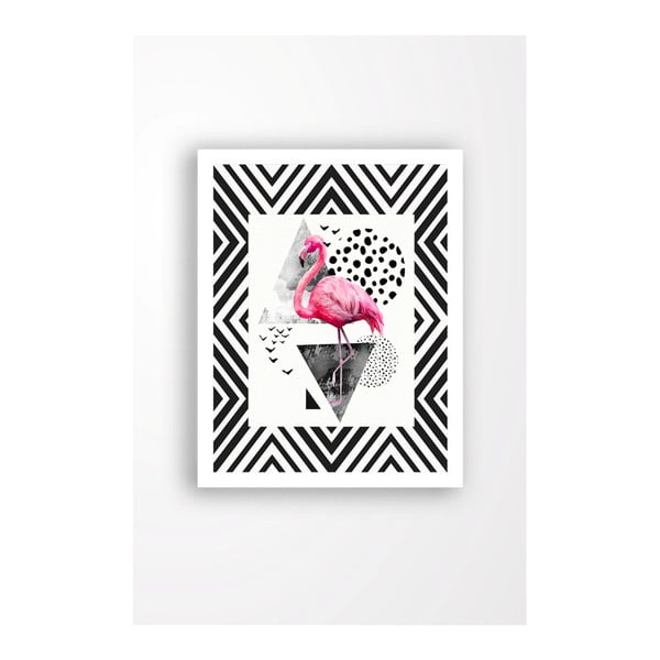 Nástěnný obraz na plátně v bílém rámu Tablo Center Flamingo Party, 29 x 24 cm