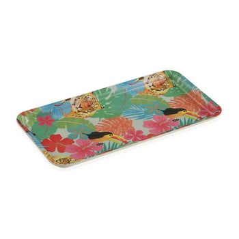 Tavă colorată din bambus versa jungle, 14 x 30 cm