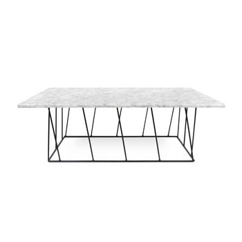 Măsuță temahome helix din marmură, cu picioare negre, 120 cm, alb