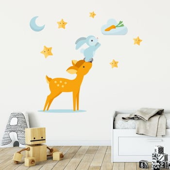Set autocolante pentru perete ambiance scandinavian animals rabbit and fawn