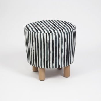Taburet cu picioare din lemn cono railey, ⌀ 41 cm, negru-alb