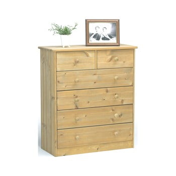 Comodă cu 6 sertare în decor natural lăcuit steens mario, înălțime 89,1 cm