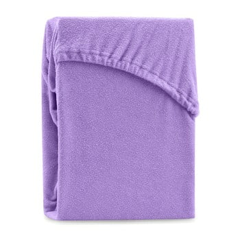 Cearșaf elastic pentru pat dublu ameliahome ruby purple, 220-240 x 220 cm, violet