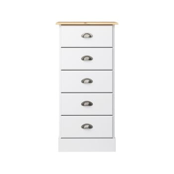Comodă cu 5 sertare steens nola, înălțime 91 cm, alb - crem