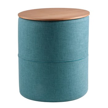 Măsuță auxiliară cu blat în decor de lemn de stejar sømcasa leo, ø 45 cm, turcoaz