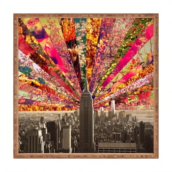Tavă decorativă din lemn fun in the city, 40 x 40 cm