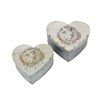 Set 2 recipiente metalice antic line heart box