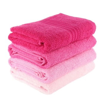 Set 4 prosoape baie rainbow rose, 70 x 140 cm, roz