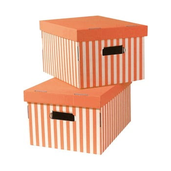 Set 2 cutii pentru depozitare compactor stripes, portocaliu