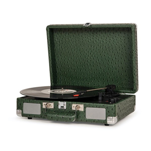 Tmavě zelený gramofon Crosley Deluxe Ostrich