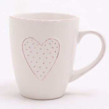 Cană ceramică decorată manual dakls heart, 300 ml, alb