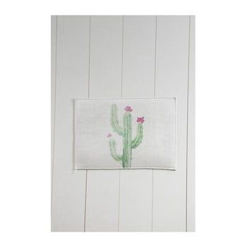 Covor baie tropica cactus iii, 60 x 40 cm, alb - verde