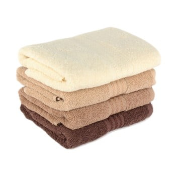 Set 4 prosoape din bumbac rainbow brown, 50 x 90 cm, maro