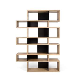 Bibliotecă cu detalii negre temahome london, 220 x 34 cm, maro deschis
